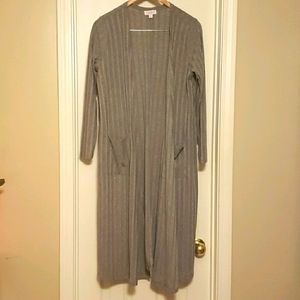 Lularoe Gray Ribbed Sarah Cardigan - Size L